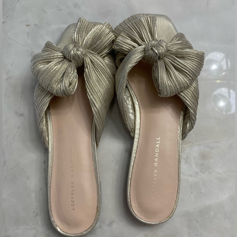 Loeffler Randall Gold Bow Sandals